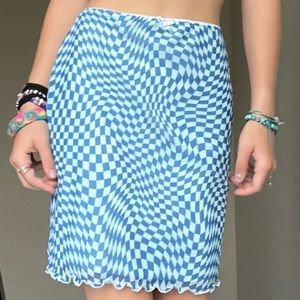blue checkerboard skirt